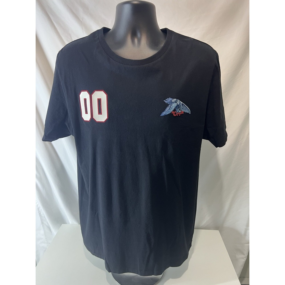 OFF-WHITE Virgil Abloh Football Eagle Cotton T-Shirt Embroidery Patch Logo Red L